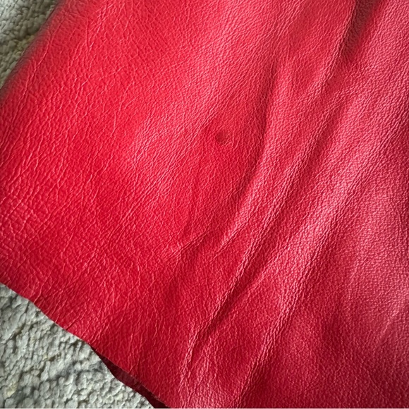 Vintage Venezia genuine leather long maxi skirt red pull on stretch large / XL - Picture 10 of 10